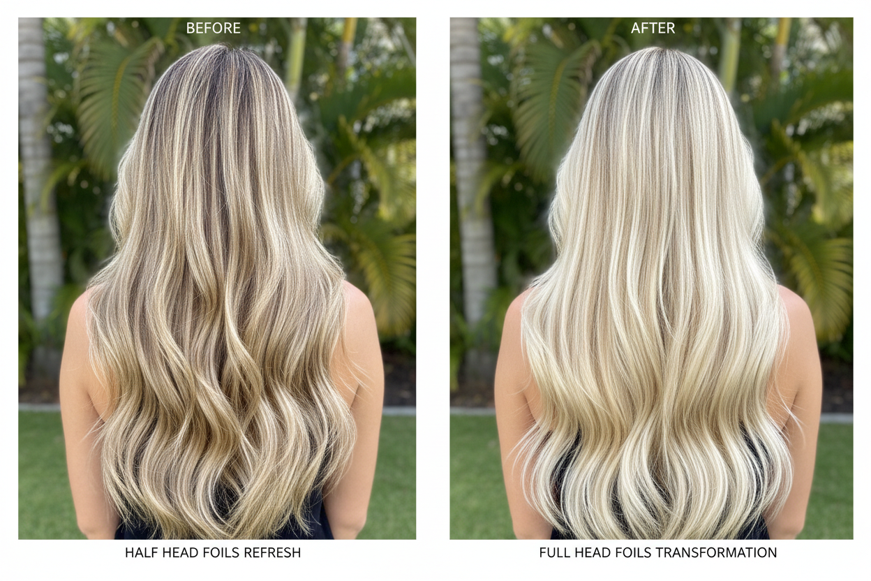 hair foiling techniques with descriptions of their placement and ideal results.