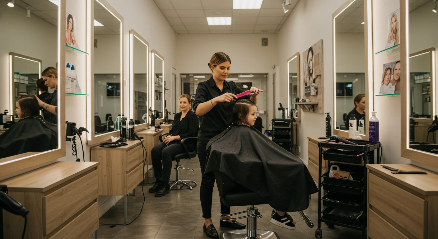 Hair Hub Hillcrest kids haircut session in Hillcrest Queensland stylist preparing a calm trim