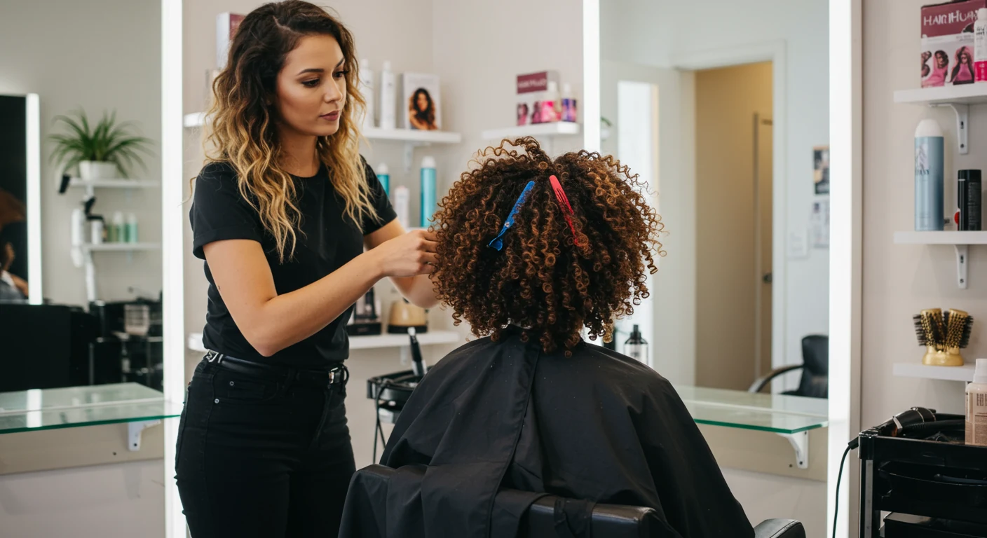 Woman in a private salon consultation during a haircut at Hair Hub Hillcrest