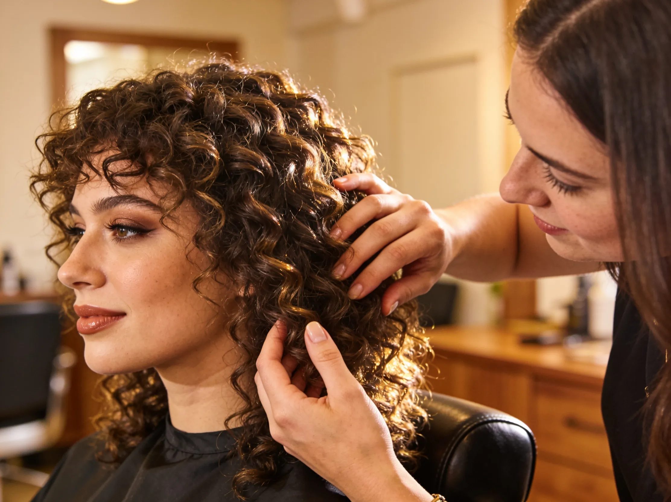 Woman with naturally curly hair receiving a personalised curl consultation at Hair Hub Hillcrest serving Park Ridge and Logan City